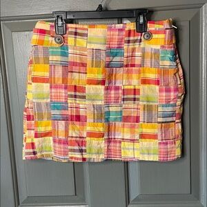 J. Crew Madras Multicolor Plaid Patchwork Cotton Skirt